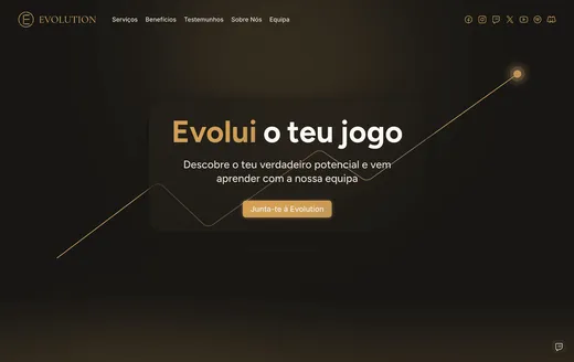 The Evolution Poker home page, a rising line climbing behind the headline.